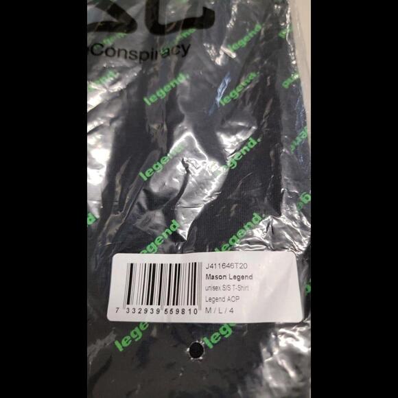 WESC Mason T Shirt M/L/4 Graphic Tee Black W Green Legend Allover Print Sweden - Picture 3 of 5